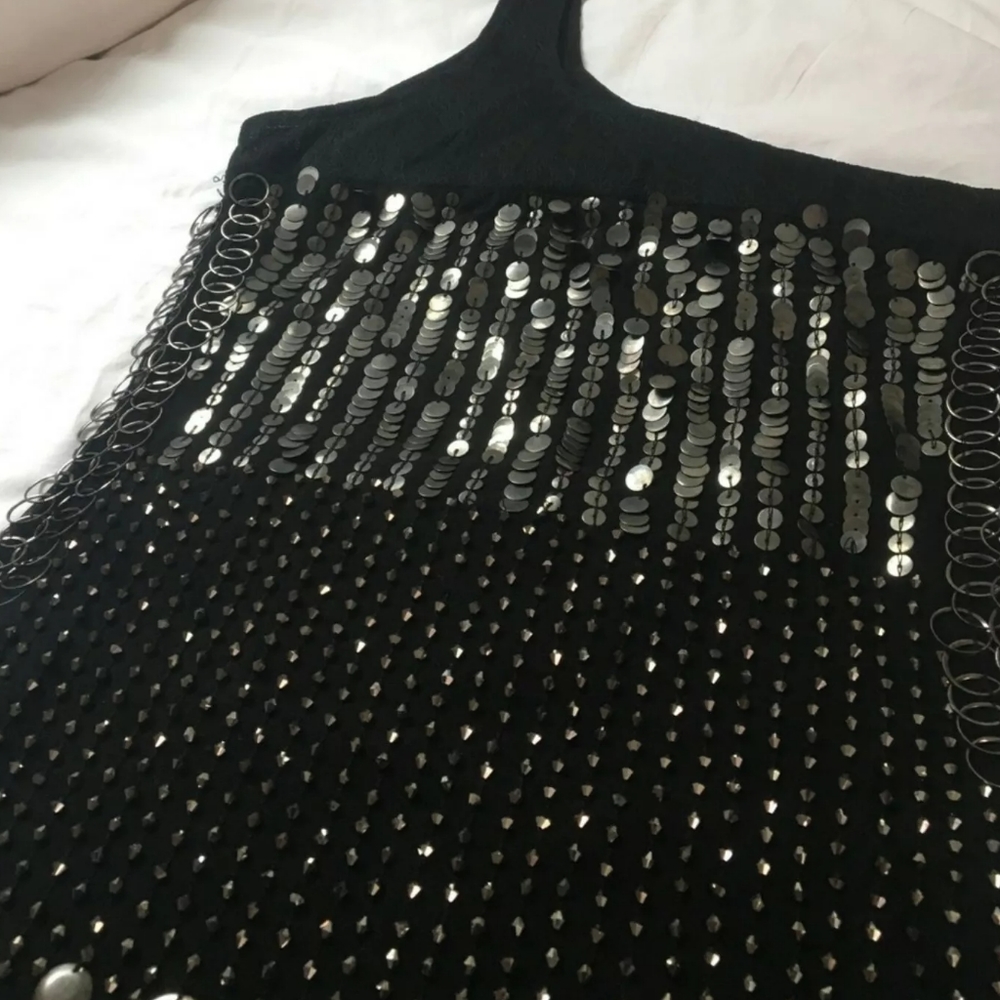 🎉 Alice + Olivia Studded Liquid Gun Metal Dress - Picture 6 of 7